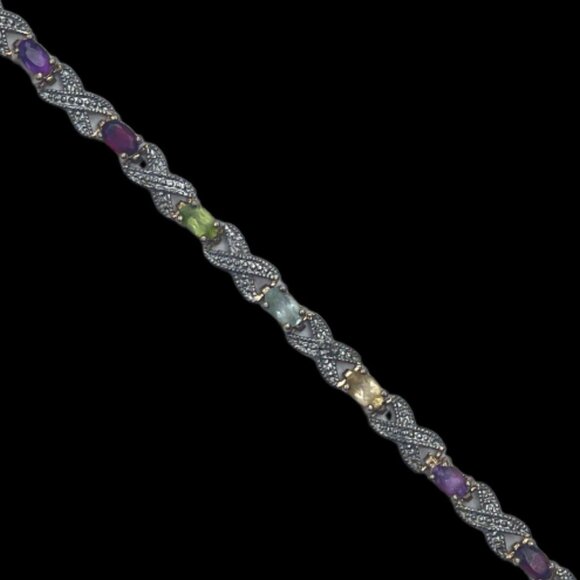 Designer Victoria Townsend Tennis Bracelet - Multi Gemstone - Sterling Silver - Picture 1 of 7